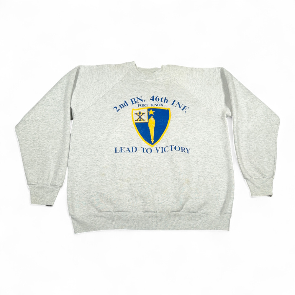 Vintage Fort Knox Sweater Adult LARGE Gray US Army Sweatshirt Lead Victory 90s